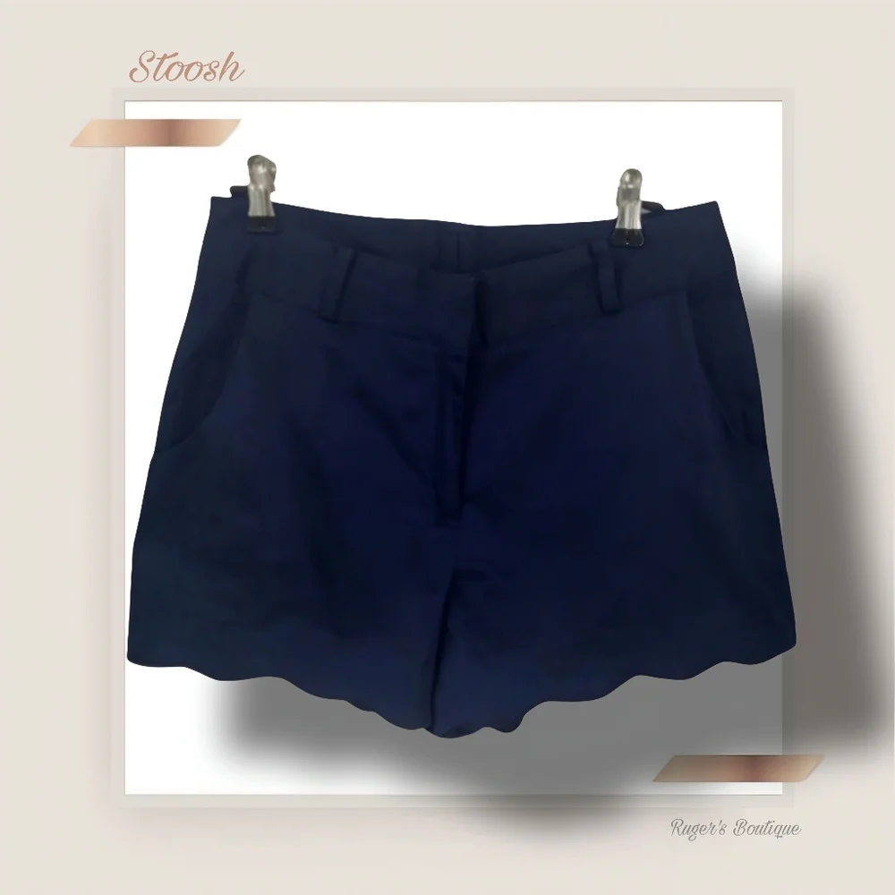 🌿Stoosh Women's Navy Blue Scalloped Hem Shorts size 5- Beautiful!💎